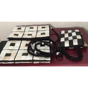 MOD Boho Shell Fabric Bead Crossbody Bag and Wristlet 2 Purses